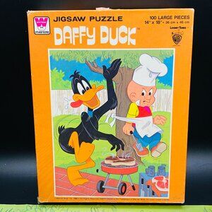 Vintage 1980 Looney Tunes Daffy Duck BBQ Jigsaw Puzzle 100 Large Pcs - COMPLETE